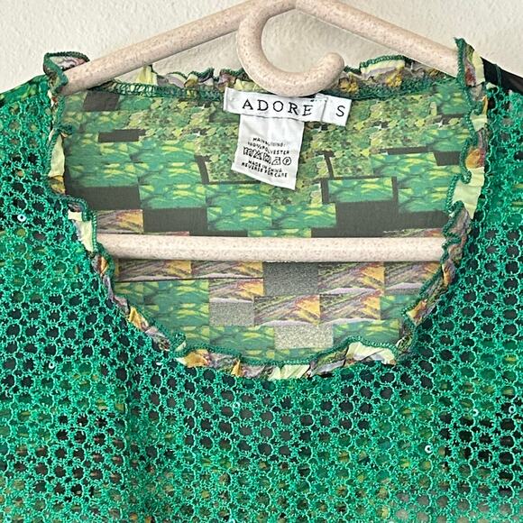 Vintage Adore asymmetric sheer layered unique 90s Y2K crochet 3/4 sleeve artsy S - Picture 8 of 13